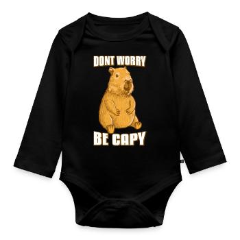 Capybara Dont worry be capy - Baby Bio-Langarm-Body - Schwarz - Vorne