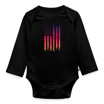 Usa Flag Vintage - Organic Longsleeve Baby Bodysuit - black - Front