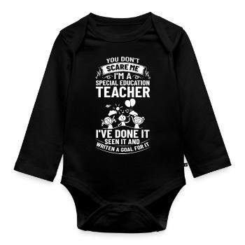 Special education Special education Promoting special needs - Organic Longsleeve Baby Bodysuit - black - Front