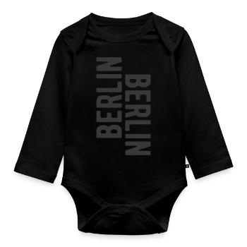 Berlin lettering Berlin Berlin slogan - Organic Longsleeve Baby Bodysuit - black - Front