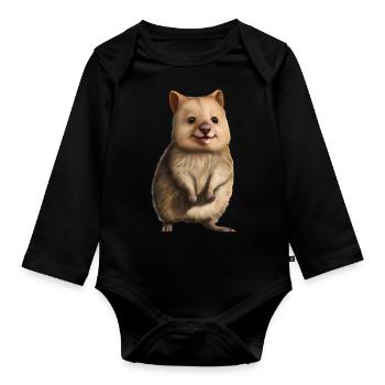 Quokka - das niedliche Beuteltier - Baby Bio-Langarm-Body - Schwarz - Vorne