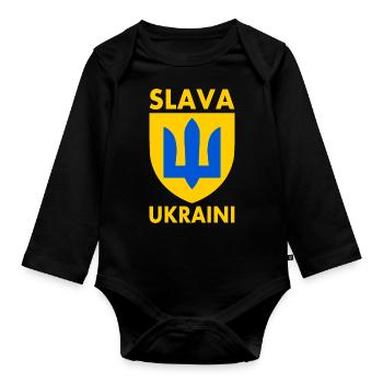 Ukraine - Baby Bio-Langarm-Body - Schwarz - Vorne