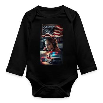Emergency, Patriotic - Organic Longsleeve Baby Bodysuit - black - Front