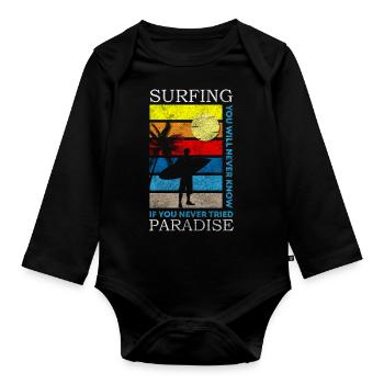 Surfer Surfergirl planche à voile - Body Bébé bio manches longues - noir - Devant