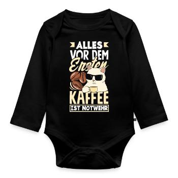 Alles vor dem ersten Kaffee ist Notwehr Lustiges - Baby Bio-Langarm-Body - Schwarz - Vorne