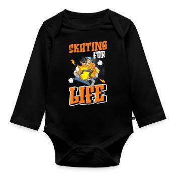 Comic Cartoon Nerd - Organic Longsleeve Baby Bodysuit - black - Front