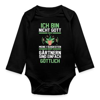 Gärtner Gartenarbeit Hobbygärtner Garten - Baby Bio-Langarm-Body - Schwarz - Vorne