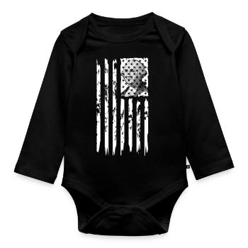 USA George Washington America stars and stripes - Organic Longsleeve Baby Bodysuit - black - Front