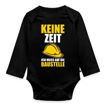 Baustelle Bauherr - Baby Bio-Langarm-Body - Schwarz - Vorne