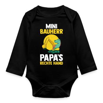 Dinosaurier Bagger Bauherr - Baby Bio-Langarm-Body - Schwarz - Vorne