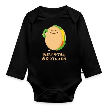 Brötchen mit Telefon - Baby Bio-Langarm-Body - Schwarz - Vorne