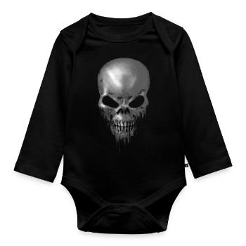 Crâne maléfique, Crâne - Body Bébé bio manches longues - noir - Devant
