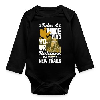 Take a hike, find your balance, and conquer new - Baby Bio-Langarm-Body - Schwarz - Vorne