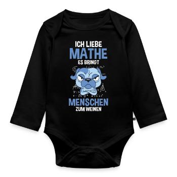 Mathematik Mathe Hund - Baby Bio-Langarm-Body - Schwarz - Vorne