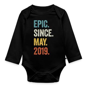 4 Years Old Epic Since May 2019 4th Birthday - Organic Longsleeve Baby Bodysuit - black - Front