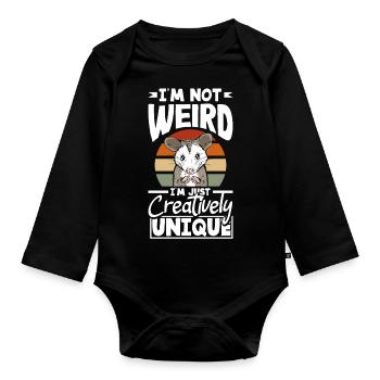 I'm not weird, I'm just creatively unique - Organic Longsleeve Baby Bodysuit - black - Front