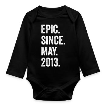 10e anniversaire 10 ans épiques depuis mai 2013 - Body Bébé bio manches longues - noir - Devant