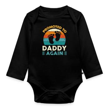 Je vais être à nouveau papa promu papa - Body Bébé bio manches longues - noir - Devant