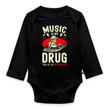 Music Headphones Love Bass - Organic Longsleeve Baby Bodysuit - black - Front