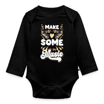 Musician Passion Melody Dancing - Organic Longsleeve Baby Bodysuit - black - Front