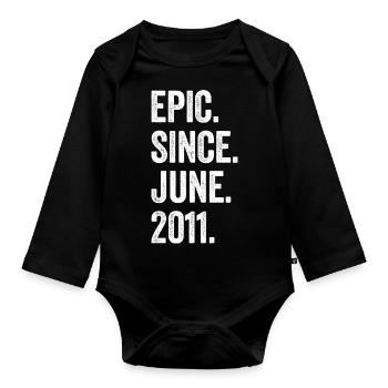 12e anniversaire 12 ans épiques depuis juin 2011 - Body Bébé bio manches longues - noir - Devant
