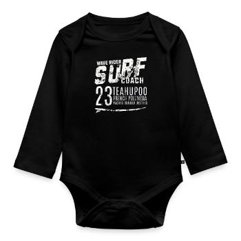 Surf coach wave rider Teahupoo Tahiti - Organic Longsleeve Baby Bodysuit - black - Front