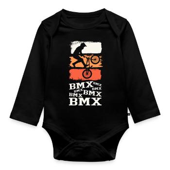 BMX Fahrrad Biker Stunt Trick Freestyle Vintage - Baby Bio-Langarm-Body - Schwarz - Vorne
