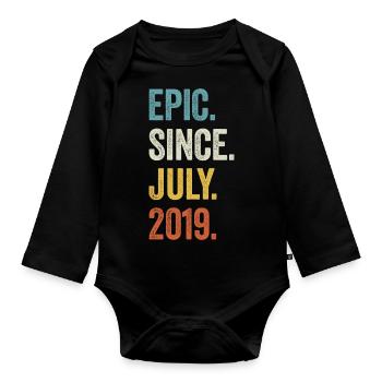 4 Years Old Epic Since July 2019 4th Birthday - Organic Longsleeve Baby Bodysuit - black - Front