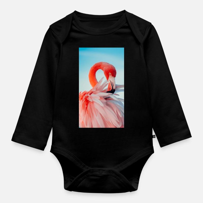 Flamingo Kollektion - Baby Bio-Langarm-Body - Schwarz