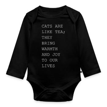 Lustige Katzensprüche Geschenke für Katzenliebhaber - Baby Bio-Langarm-Body - Schwarz - Vorne