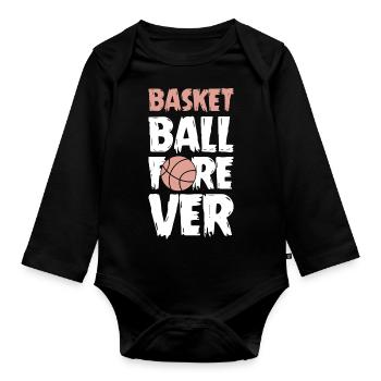 Le basketball pour toujours - Body Bébé bio manches longues - noir - Devant