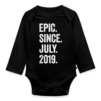 4 Years Old Epic Since July 2019 4th Birthday - Organic Longsleeve Baby Bodysuit - black - Front