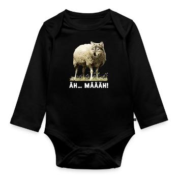 Wolf in Scharfspelz Wild Wolves Wilderness Howl - Organic Longsleeve Baby Bodysuit - black - Front