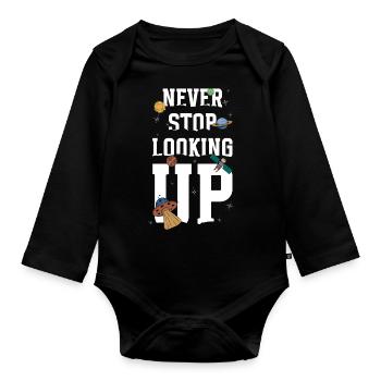 Astronomy Space Galaxy Astronaut - Organic Longsleeve Baby Bodysuit - black - Front