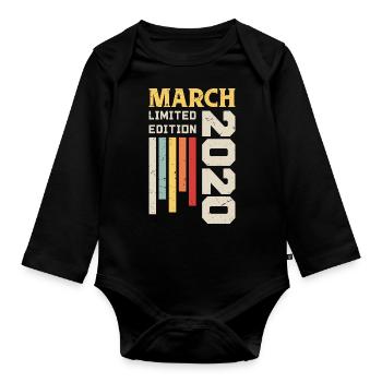 Mars 2020 - Cadeau anniversaire Mars 2020 Mars - Body Bébé bio manches longues - noir - Devant