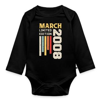 March 2008 - Birthday Gift March 2008 March - Organic Longsleeve Baby Bodysuit - black - Front