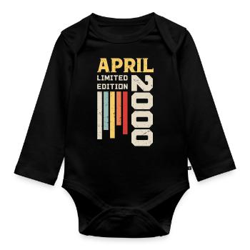 April 2000 - Birthday gift April 2000 April - Organic Longsleeve Baby Bodysuit - black - Front