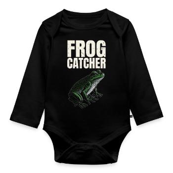 Frog Catcher Froggy Herpetologist Amphibian Toad L - Organic Longsleeve Baby Bodysuit - black - Front