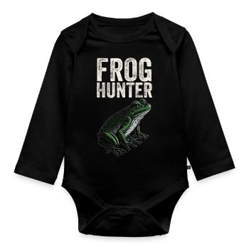 Herpetologist Amphibian Toad Lover Cool Frog Hunte - Organic Longsleeve Baby Bodysuit - black - Front