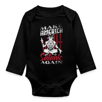 Satan Make America Satanic Again Occult - Organic Longsleeve Baby Bodysuit - black - Front