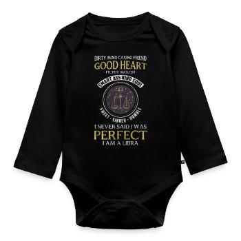 Libra Zodiac September Stars - Organic Longsleeve Baby Bodysuit - black - Front