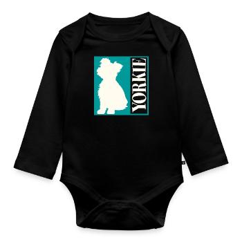 Yorkie Yorkshire Terrier Silhouette - Organic Longsleeve Baby Bodysuit - black - Front