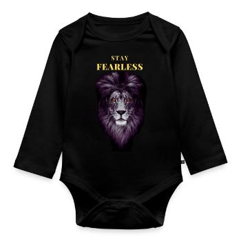 Stay Fearless Leo - Fearless Lion - Lion - Organic Longsleeve Baby Bodysuit - black - Front
