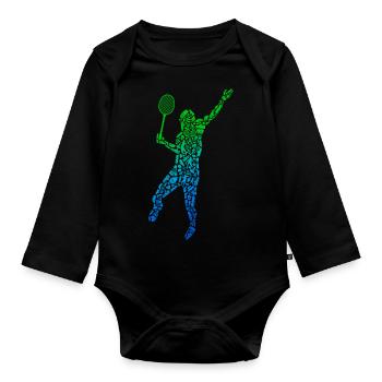 Joueurs de badminton Badminton Enfants - Body Bébé bio manches longues - noir - Devant