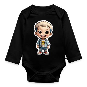 Halloween - cute kids zombie - Organic Longsleeve Baby Bodysuit - black - Front