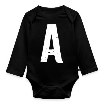 Une lettre - Body Bébé bio manches longues - noir - Devant