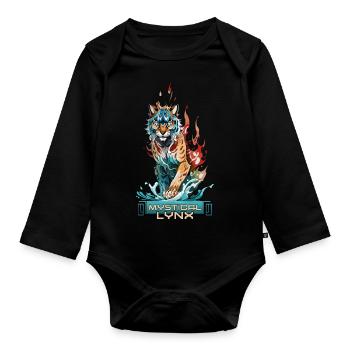 Lynx mystique : gardien de l’eau et du feu - Body Bébé bio manches longues - noir - Devant