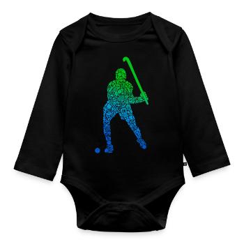 Joueurs De Hockey, Hockey Sur Gazon, Enfants, Garçons, Hockey - Body Bébé bio manches longues - noir - Devant
