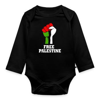 Free palestine - Organic Longsleeve Baby Bodysuit - black - Front