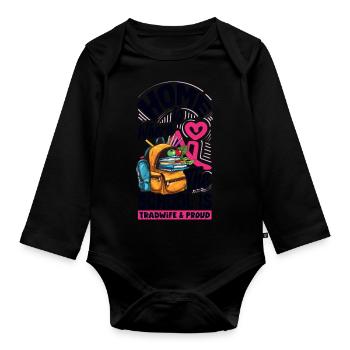 Classic Homeschool Mom Tradwife Homeschooling - Organic Longsleeve Baby Bodysuit - black - Front